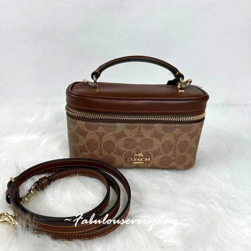Coach Rainer Crossbody Bag 18 In Signature Canvas/Gold/Tan/Brown CEO23 NWT